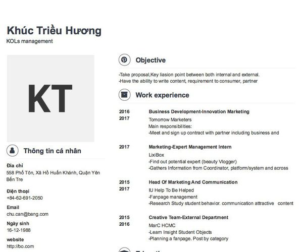 Mẫu CV KOLs management