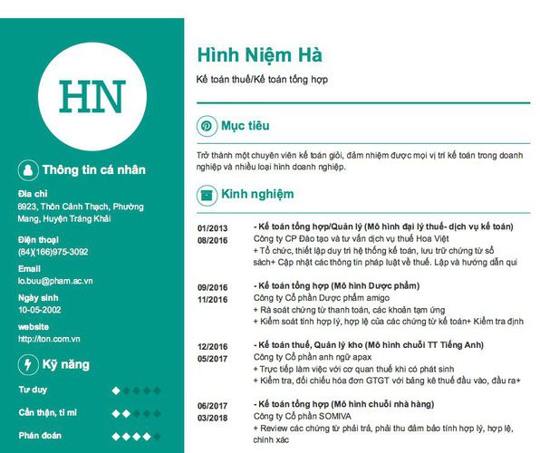 Gợi ý cách viết Mẫu CV tham khảo Kế toán thuế/Kế toán tổng hợp