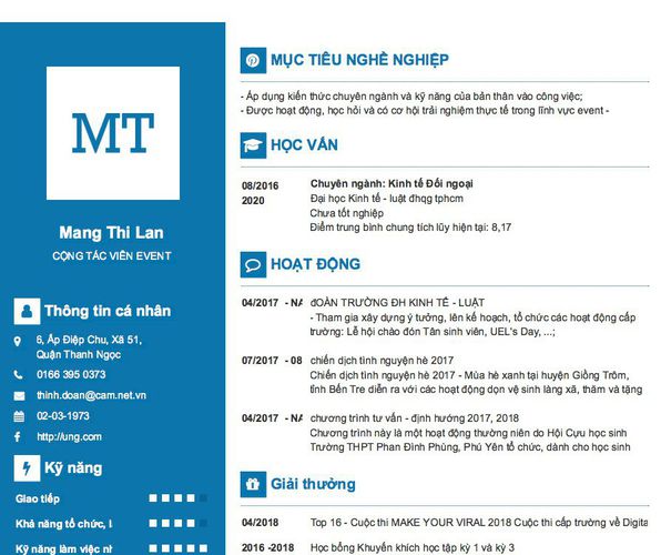 Mẫu CV CỘNG TÁC VIÊN EVENT