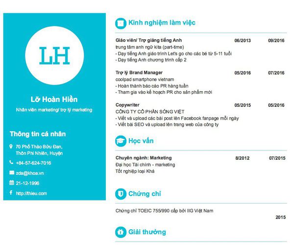 Gợi ý cách viết Mẫu CV tham khảo Nhân viên marketing/ trợ lý marketing