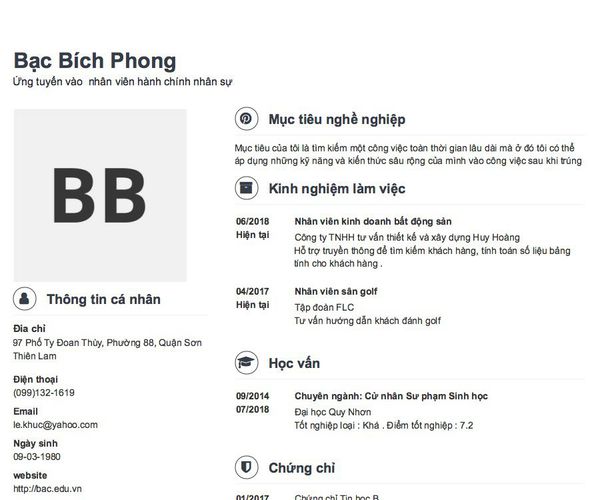 Gợi ý cách viết Mẫu CV tham khảo Ứng tuyển vào  nhân viên hành chính nhân sự