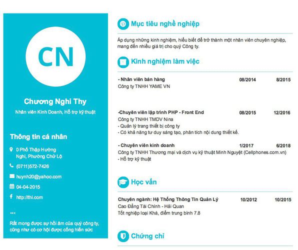 Gợi ý cách viết Mẫu CV tham khảo Nhân viên Kinh Doanh, Hỗ trợ kỹ thuật