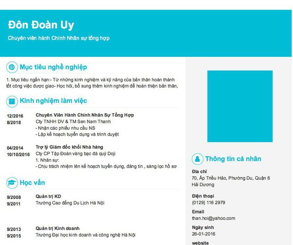 Gợi ý cách viết Mẫu CV tham khảo Chuyên viên hành Chính Nhân sự tổng hợp