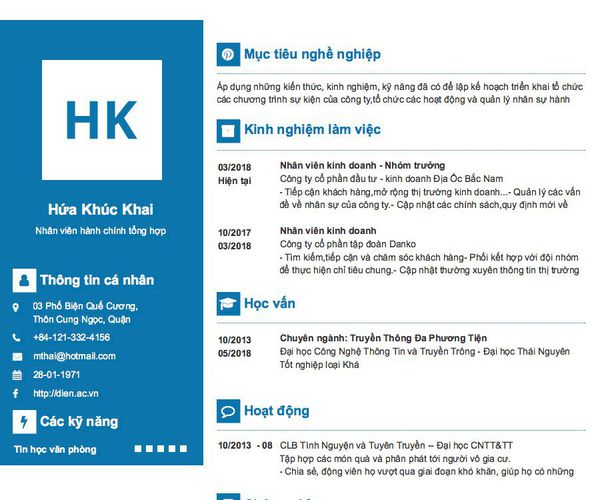 Gợi ý cách viết Mẫu CV tham khảo Nhân viên hành chính tổng hợp