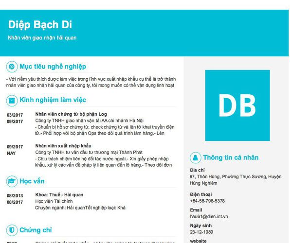 Gợi ý cách viết Mẫu CV tham khảo Nhân viên giao nhận hải quan