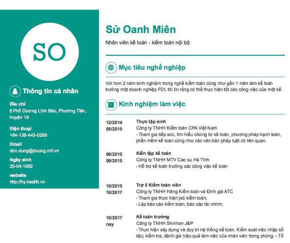 Gợi ý cách viết Mẫu CV tham khảo Nhân viên kế toán - kiểm toán nội bộ