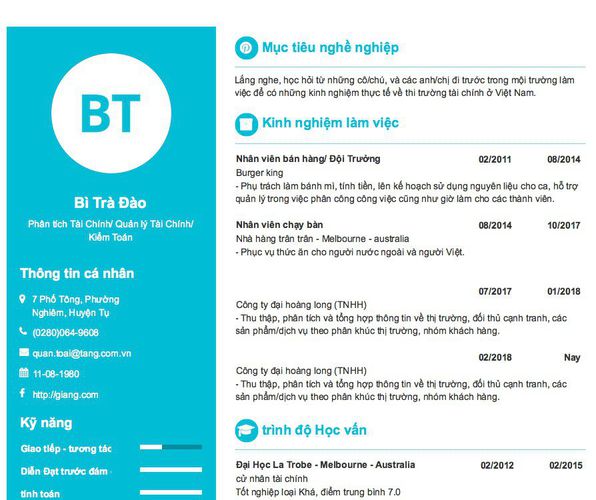 Gợi ý cách viết Mẫu CV tham khảo Phân tích Tài Chính/ Quản lý Tài Chính/ Kiểm Toán