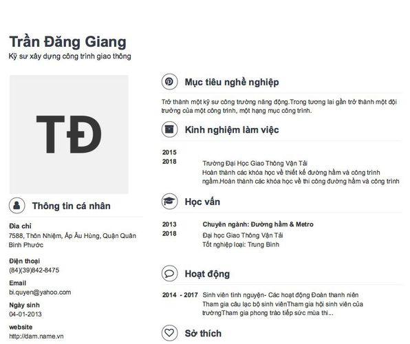 Mẫu CV Kỹ sư xây dựng công trình giao thông