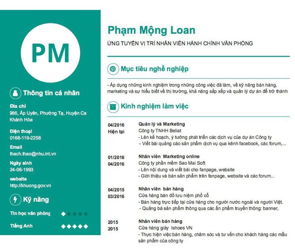 Gợi ý cách viết Mẫu CV tham khảo ỨNG TUYỂN VỊ TRÍ NHÂN VIÊN HÀNH CHÍNH VĂN PHÒNG