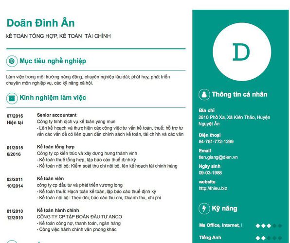 Gợi ý cách viết Mẫu CV tham khảo kẾ TOÁN TỔNG HỢP, KẾ TOÁN  TÀI CHÍNH