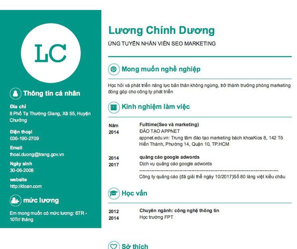 Gợi ý cách viết Mẫu CV tham khảo ỨNG TUYỂN NHÂN VIÊN SEO MARKETING