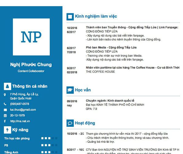 Mẫu CV Content Collaborator