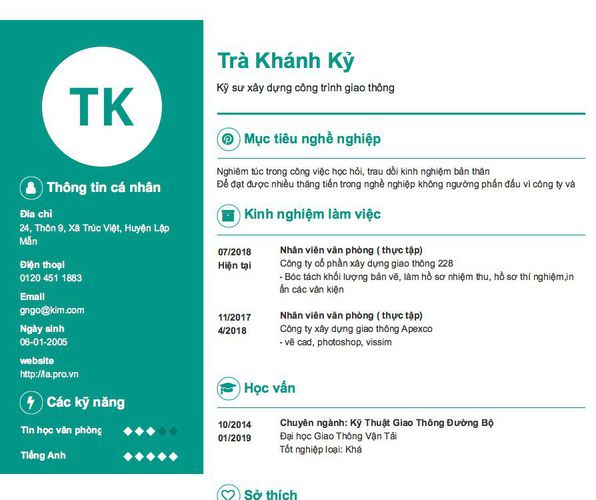 Gợi ý cách viết Mẫu CV tham khảo Kỹ sư xây dựng công trình giao thông