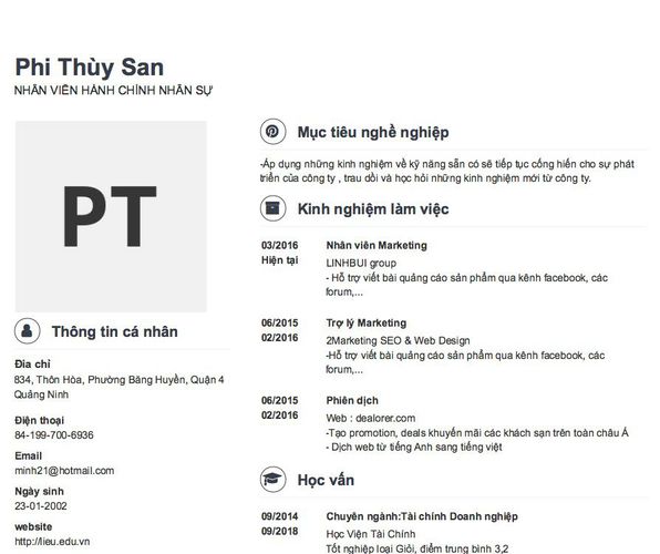 Mẫu CV NHÂN VIÊN HÀNH CHÍNH NHÂN SỰ