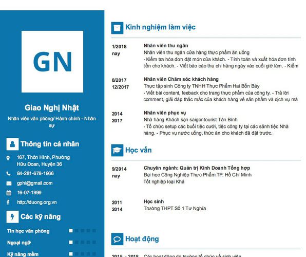 Gợi ý cách viết Mẫu CV tham khảo Nhân viên văn phòng/ Hành chính - Nhân sự