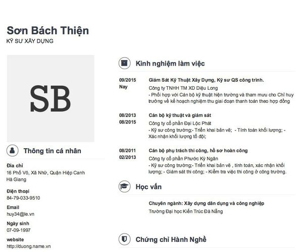 Gợi ý cách viết Mẫu CV tham khảo KỸ SƯ XÂY DỰNG