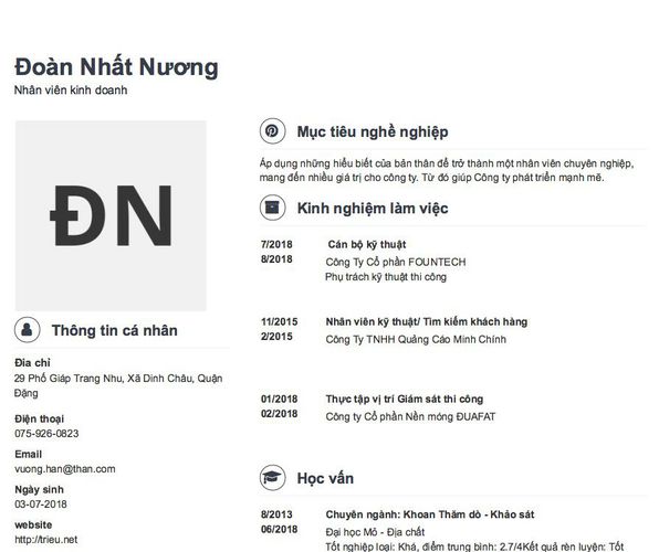 Mẫu CV Nhân viên kinh doanh