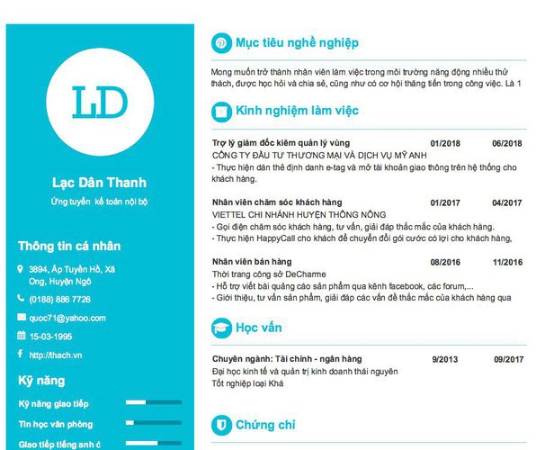 Gợi ý cách viết Mẫu CV tham khảo Ứng tuyển  kế toán nội bộ