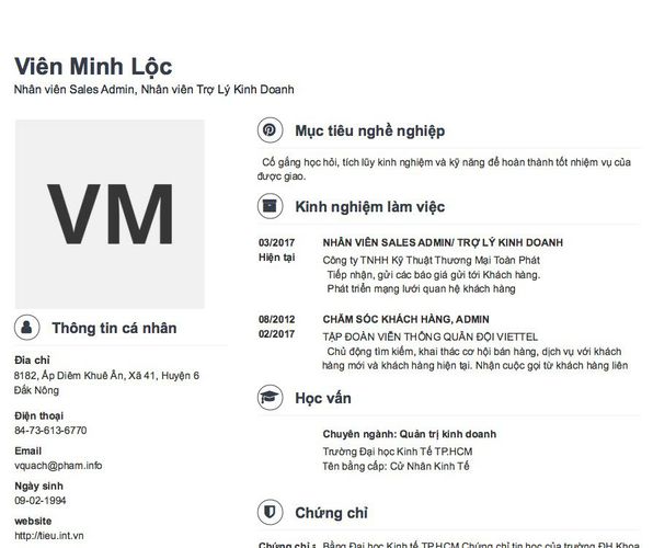 Gợi ý cách viết Mẫu CV tham khảo Nhân viên Sales Admin, Nhân viên Trợ Lý Kinh Doanh