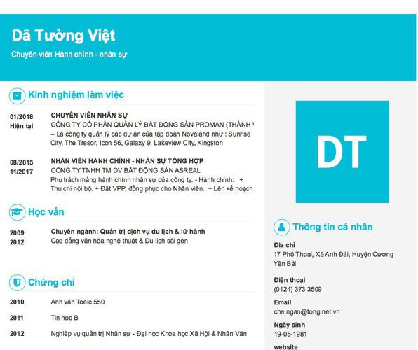 Gợi ý cách viết Mẫu CV tham khảo Chuyên viên Hành chính - nhân sự