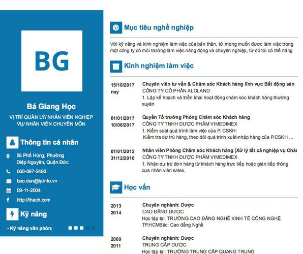 Gợi ý cách viết Mẫu CV tham khảo VỊ TRÍ QUẢN LÝ/ NHÂN VIÊN NGHIỆP VỤ/ NHÂN VIÊN CHUYÊN MÔN