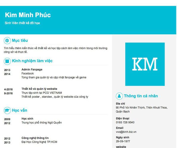 Mẫu CV Sinh Viên thiết kế đồ họa