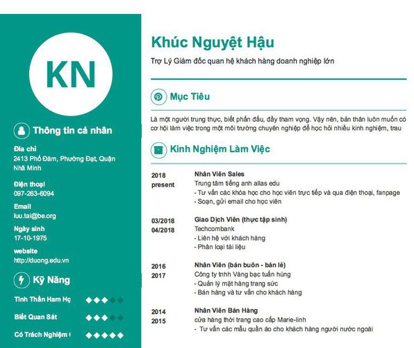 Gợi ý cách viết Mẫu CV tham khảo Trợ Lý Giám đốc quan hệ khách hàng doanh nghiệp lớn