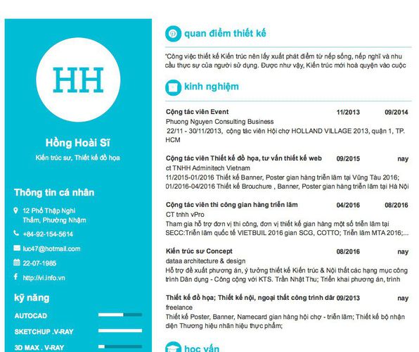Mẫu CV Kiến trúc sư, Thiết kế đồ họa