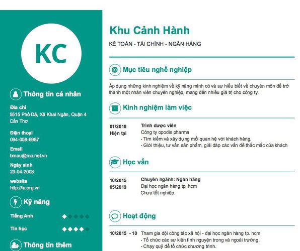 Gợi ý cách viết Mẫu CV tham khảo KẾ TOÁN - TÀI CHÍNH - NGÂN HÀNG