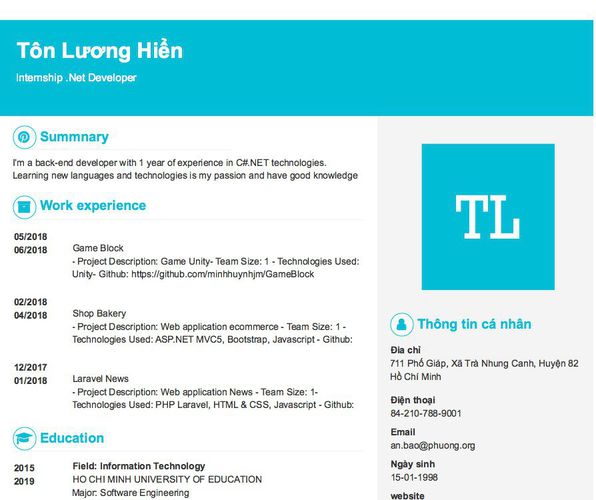 Gợi ý cách viết Mẫu CV tham khảo Internship .Net Developer