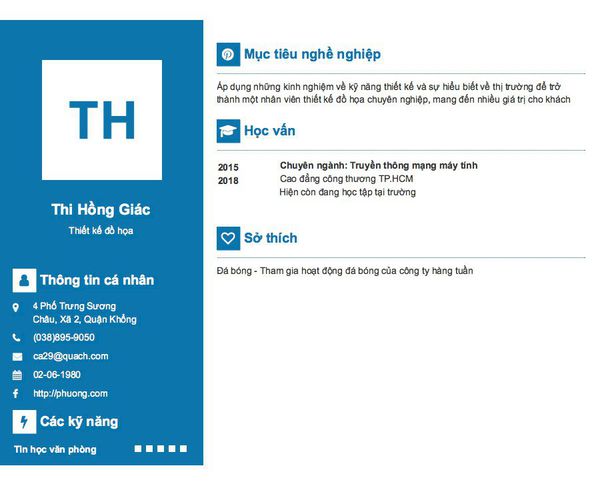 Mẫu CV Thiết kế đồ họa