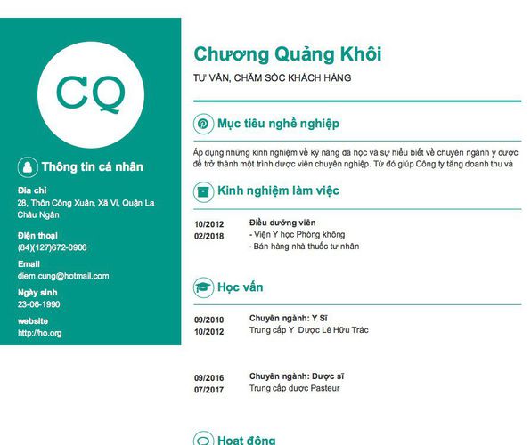 Mẫu CV TƯ VẤN, CHĂM SÓC KHÁCH HÀNG