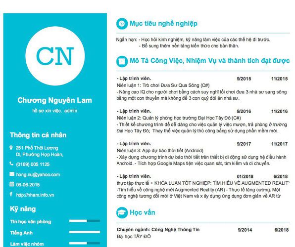 Gợi ý cách viết Mẫu CV tham khảo hồ sơ xin việc.  admin