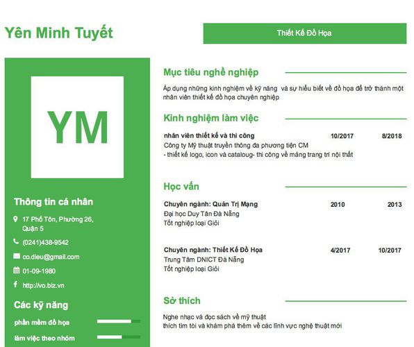 Mẫu CV Thiết Kế Đồ Họa