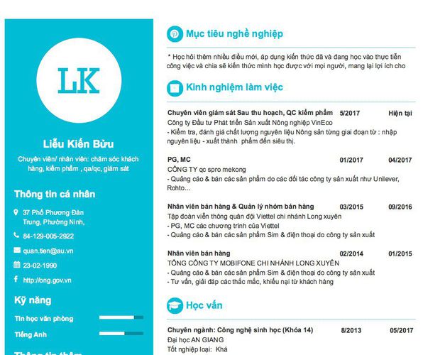 Gợi ý cách viết Mẫu CV tham khảo Chuyên viên/ nhân viên: chăm sóc khách hàng, kiểm phẩm , qa/qc, giám sát
