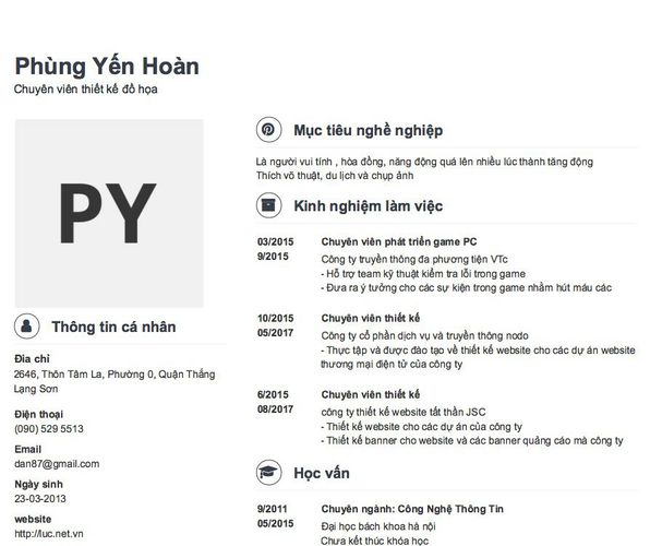 Mẫu CV Chuyên viên thiết kế đồ họa