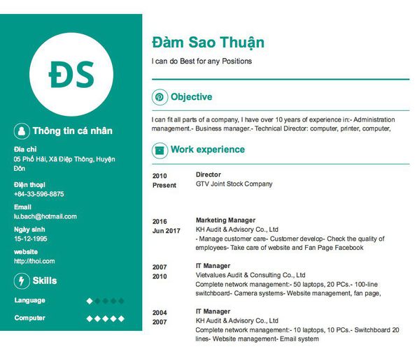 Mẫu CV I can do Best for any Positions