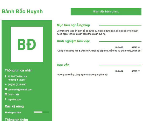 Gợi ý cách viết Mẫu CV tham khảo Nhân viên hành chính.