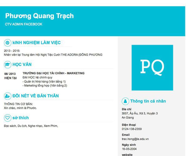 Mẫu CV CTV ADMIN FACEBOOK