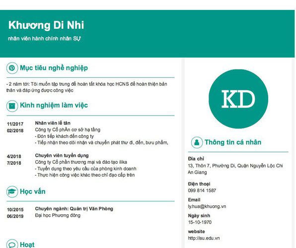 Gợi ý cách viết Mẫu CV tham khảo nhân viên hành chính nhân SỰ