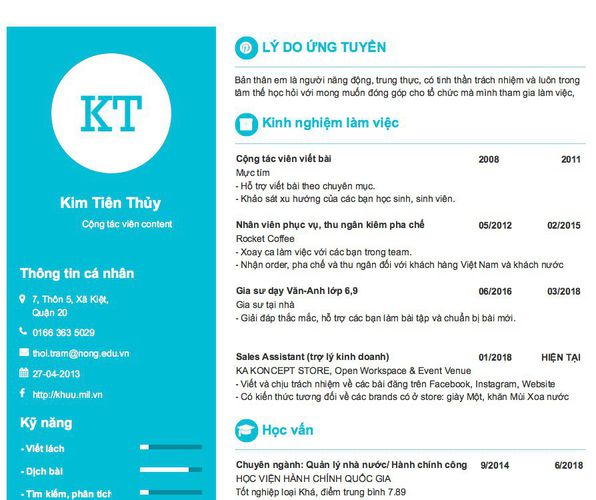 Mẫu CV              Cộng tác viên content