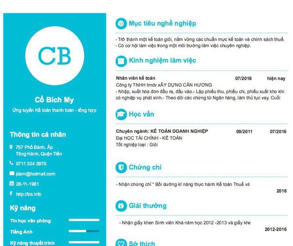 Gợi ý cách viết Mẫu CV tham khảo Ứng tuyển Kế toán thanh toán - tổng hợp