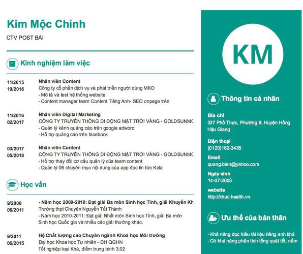 Mẫu CV CTV POST BÀI