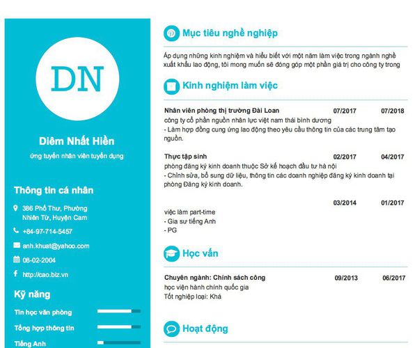Gợi ý cách viết Mẫu CV tham khảo ứng tuyển nhân viên tuyển dụng