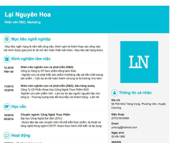 Gợi ý cách viết Mẫu CV tham khảo Nhân viên R&D, Marketing