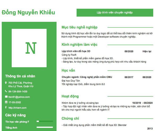 Gợi ý cách viết Mẫu CV tham khảo Lập trình viên chuyên nghiệp