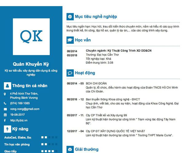 Gợi ý cách viết Mẫu CV tham khảo Kỹ sư kết cấu xây dựng dân dụng & công nghiệp