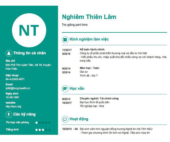 Gợi ý cách viết Mẫu CV tham khảo Trợ giảng part time