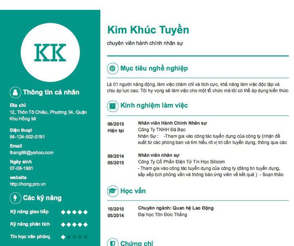 Gợi ý cách viết Mẫu CV tham khảo chuyên viên hành chính nhân sự