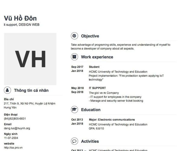 Mẫu CV it support, DESIGN WEB